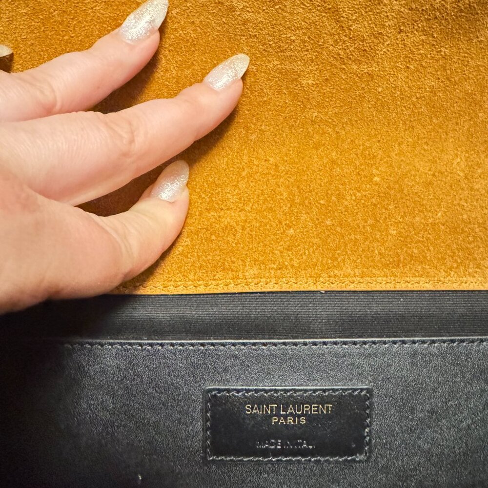 Medium Envelope Matelasse Suede Crossbody Bag Mustard - Picture 5 of 6